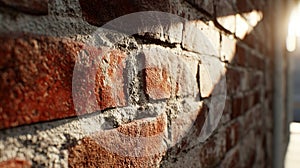 Brick Wall Under Construction â Visible Mortar Lines and Realistic Lighting