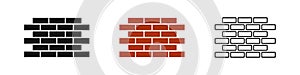 Brick wall. Vector illustration. Brick walls collection on white background
