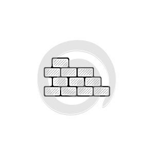 Brick wall line icon. Brick wall linear outline icon
