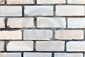 Brick wall. White brick background for your projects. Close up