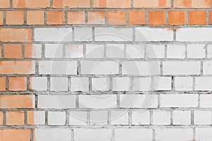 Brick wall white and brown facade exterior urban building with empty space paint design object blank sample background