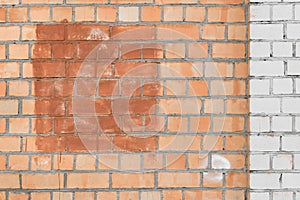 Brick wall white and brown facade exterior urban building with empty space paint design object blank sample background