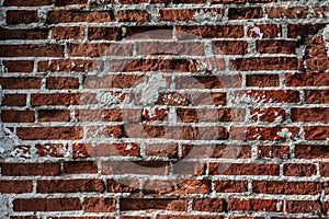Brick wall with white putty destroyed