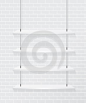 Brick wall and white shelve