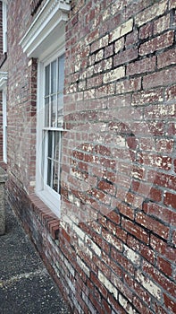 Brick wall with window side view