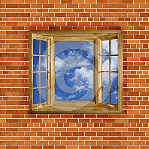 Brick wall with window sky