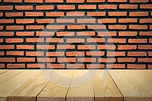 Brick wall and wood floor for background