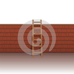 Brick Wall With Wooden Ladder