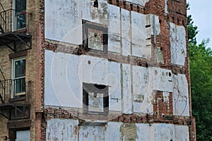 Raw exterior wall of removed apartment building photo