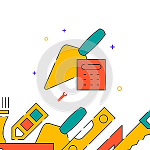 Bricklayer estimate filled line icon, simple vector illustration