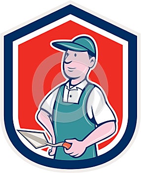 Bricklayer Mason Plasterer Shield Cartoon
