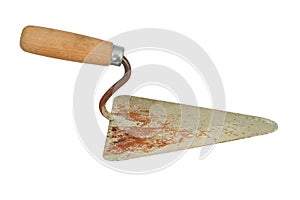 Bricklayer`s trowel on white