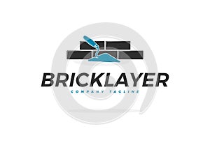 Bricklayer Vector Logo with Trowel