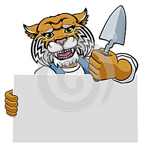 Bricklayer Wildcat Trowel Tool Handyman Mascot