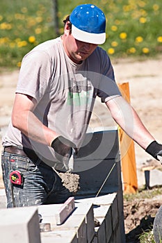 Bricklayer at work