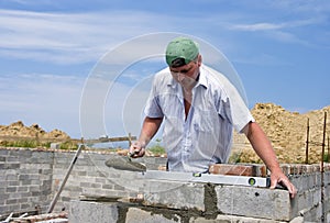 Bricklayer at work