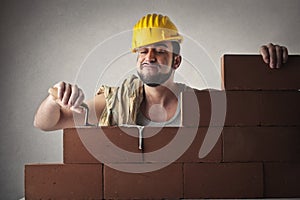 Bricklayer working