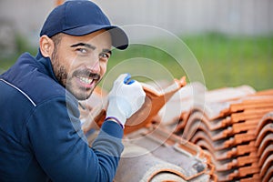 bricklayer working at construction site