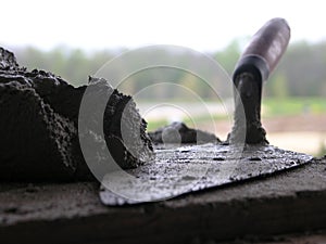 Bricklayers Trowel and Mortar