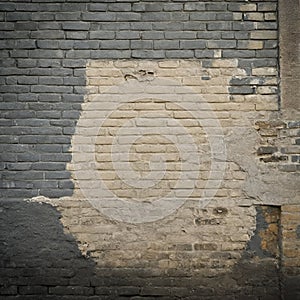 Vintage Brick Wall Pattern with Weathered Texture - Mix Gray And Beige