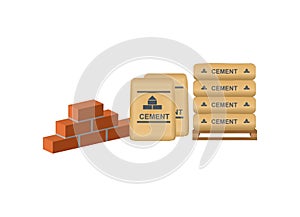 Bricks and cements vector design for construction building project