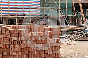 bricks and construction site horizontal composition