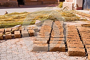 Bricks dried on the sun