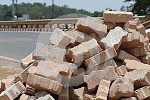 Bricks are Gathered to use in Making Side Walkway for People