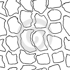 Bricks handdrawn seamless black and white pattern. Vector illustration.