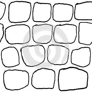 Bricks handdrawn seamless black and white pattern. Vector illustration.