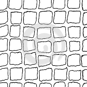 Bricks handdrawn seamless black and white pattern. Vector illustration.