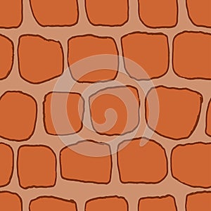 Bricks handdrawn seamless brown pattern. Vector illustration.