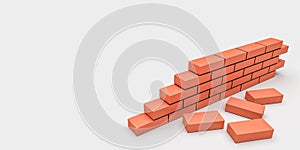 Bricks wall with blank background. Construction building industry