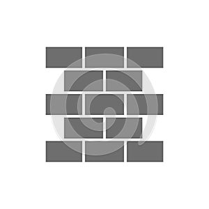 Bricks, wall, brickwork grey icon. Isolated on white background