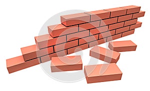 Bricks wall. Construction building industry concept. Isolated on transparent png