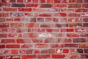 Bricks in wall pattern. Bricks on masonry structure. Bricks in red surface. Bricks on rustic backdrop.