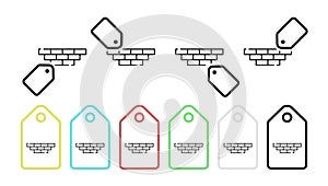 Bricks, wall vector icon in tag set illustration for ui and ux, website or mobile application