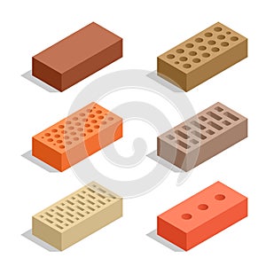 Bricks on white. Brick icon set.