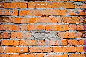 Brickwork bright orange color