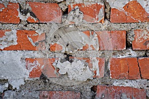 The brickwork of the fireplace in an old house built in the middle of the last century