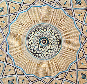 Brickwork inside dome of the mosque photo