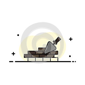 Brickwork, Mason, Building, Travel  Business Flat Line Filled Icon Vector Banner Template