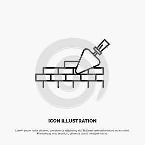 Brickwork, Mason, Building, Travel Line Icon Vector