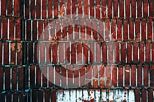 Brickwork pattern, old worn brick wall facade as background