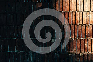 Brickwork pattern, old worn brick wall facade as background