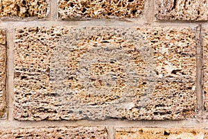 Brickwork of shell rock. Background structure. Wall