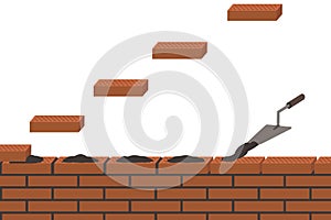 Brickwork, wall construction, white background