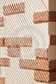 Brickwork Wall striped by sunlight