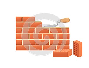 Brickworks with high quality red bricks vector illustration on white background