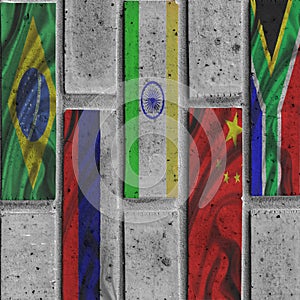 BRICS abstract design with country flags D